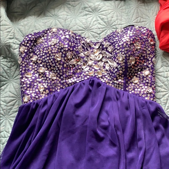 purple petite formal dresses